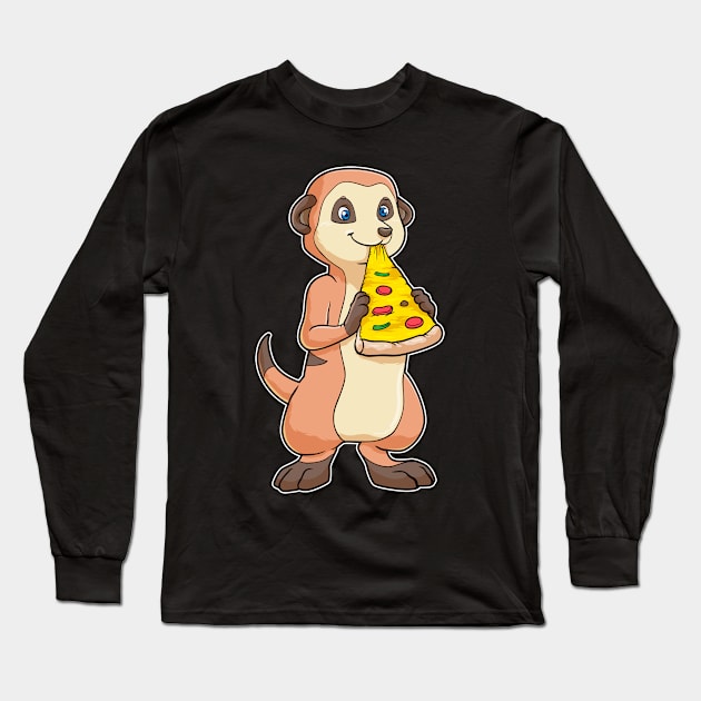 Meerkat with Piece of Pizza Long Sleeve T-Shirt by Markus Schnabel